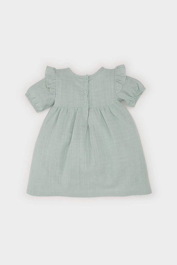 Kız Bebek Kısa Kollu Flamlı Poplin Elbise E5815A525SP - 3