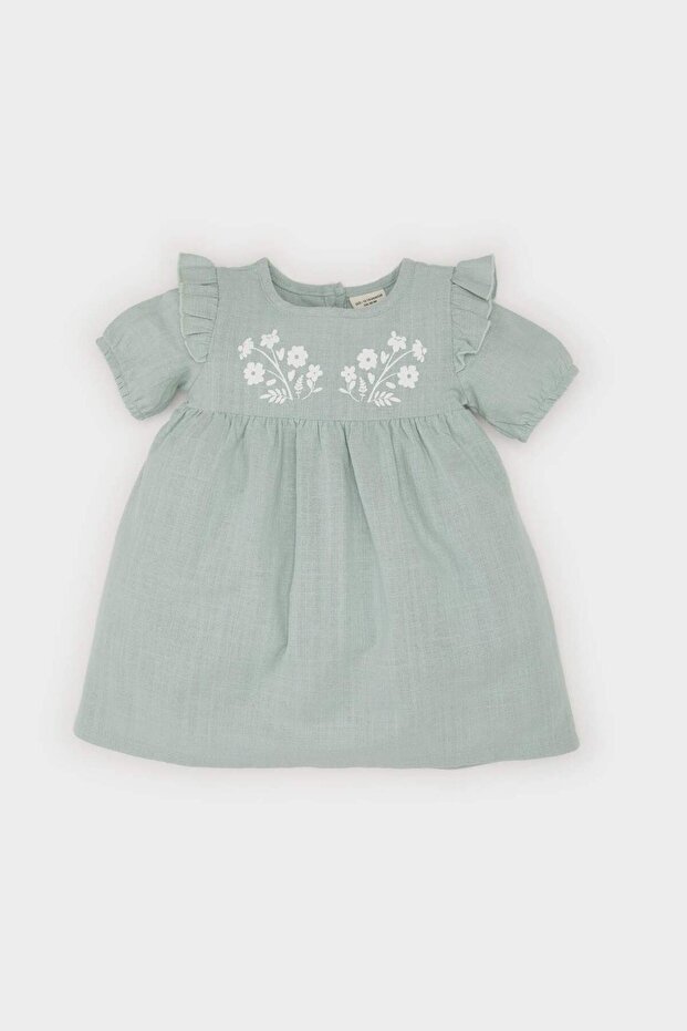 Kız Bebek Kısa Kollu Flamlı Poplin Elbise E5815A525SP - 1
