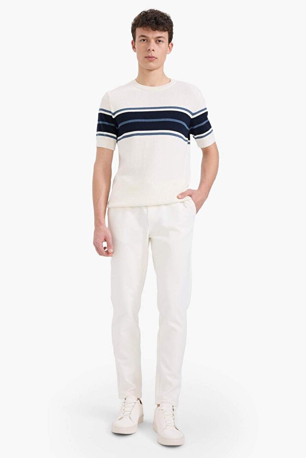 Jogger-Hose, dehnbar, Basic, einfarbig, Schnürung in der Taille, Taschen, gerade Beine, C6022AX25SP - 3