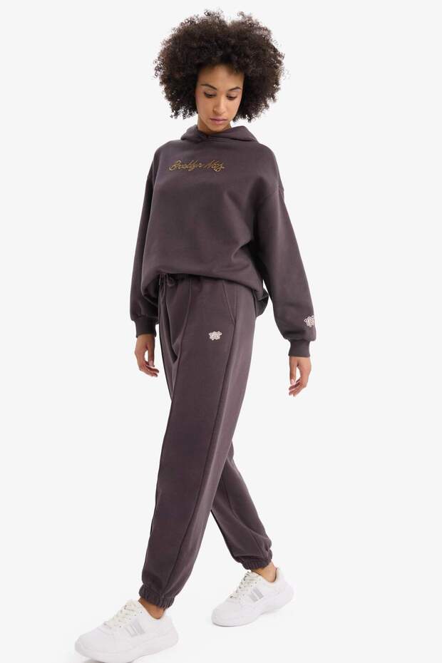 DeFactoFit NBA Brooklyn Nets Oversize Çift Cepli Jogger Paça Kalın Eşofman Altı D6154AX25SP - 4