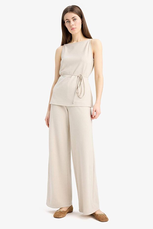 Wide Leg Geniş Paça Basic Düz Pike Pantolon E5784AX25SP - 5