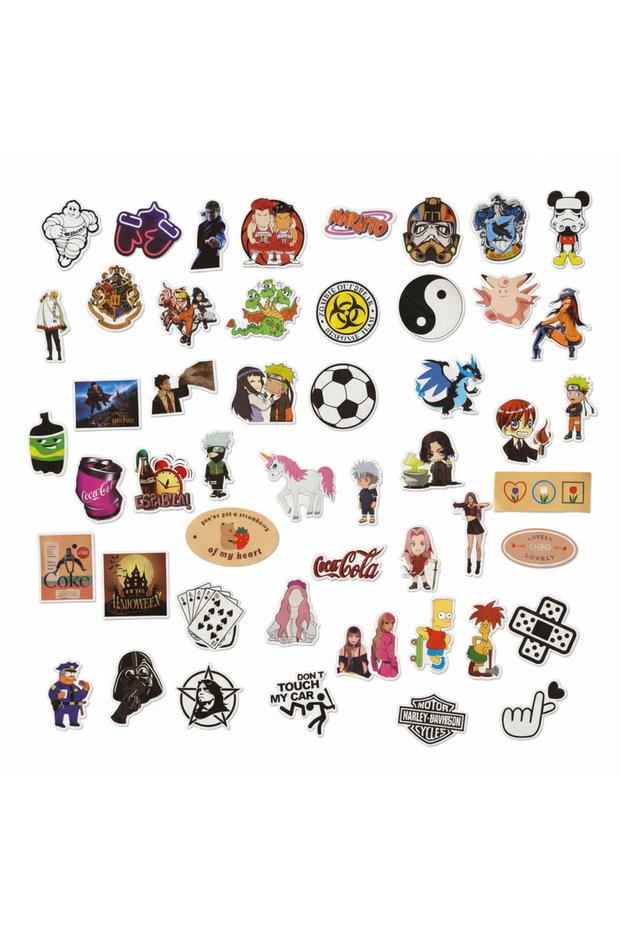 Sticker Pack (50 Pcs) – Cartoon, Anime & Logo Vinyl Stickers for Laptop, Phone, Luggage 3