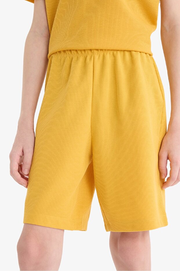 Erkek Çocuk Pijama Takımı Waffle Kısa Kollu Üst Beli Lastikli Şort D9993A825SM - 6
