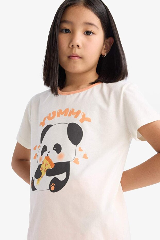 Kız Çocuk Pijama Takımı Kısa Kollu Üst Esnek Belli Şort E6428A825HS - 6