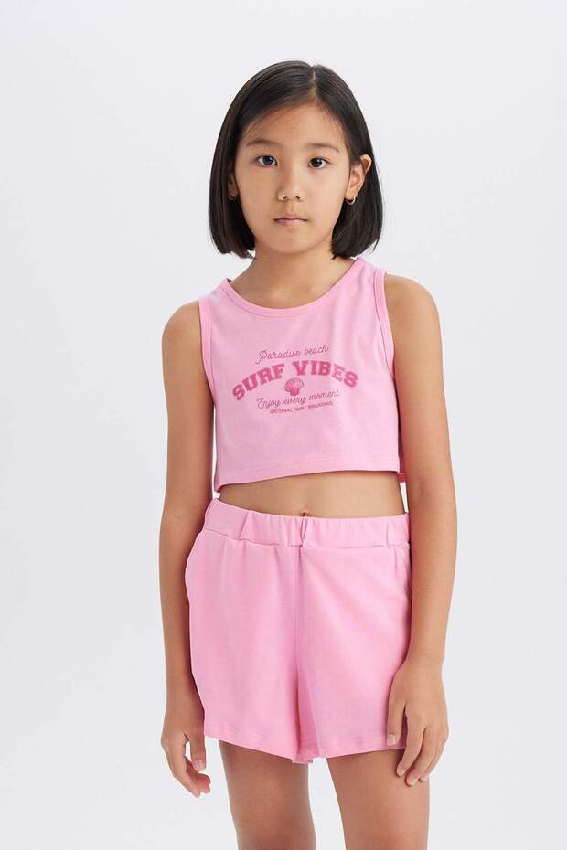 Kız Çocuk 2'li Takım Baskılı Atlet Şort E4897A825SM - 3