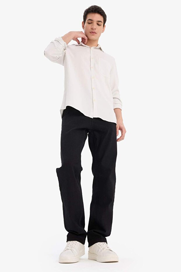 Regular Fit Basic Düz Uzun Kollu Gömlek B2907AX25SP - 2