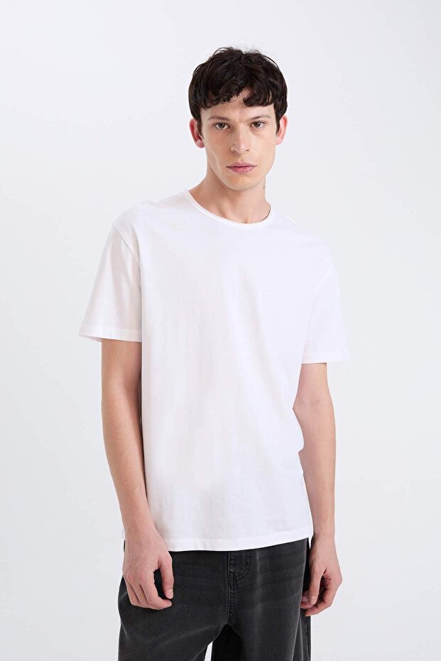 %100 Pamuk Regular Fit Bisiklet Yaka Kısa Kollu Ağır Kumaş Tişört D5481AX25SP - 3