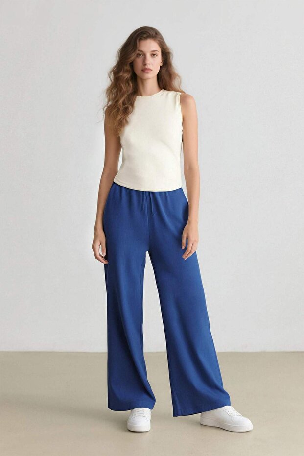 Straight Fit Pocket Detailed Straight Leg Linen Blended Trousers E7334Ax25Sm