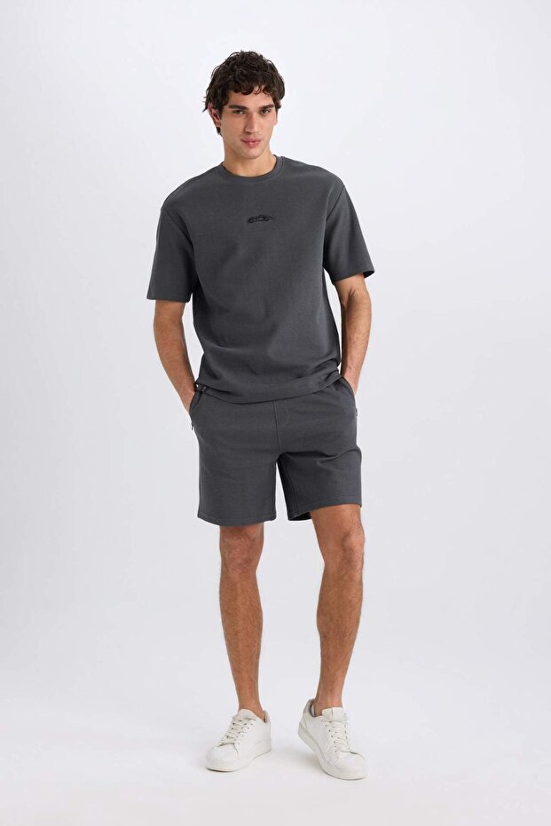 Regular Fit Düz Paça Cepli Basic Düz Şort B8792AX25SM - 4