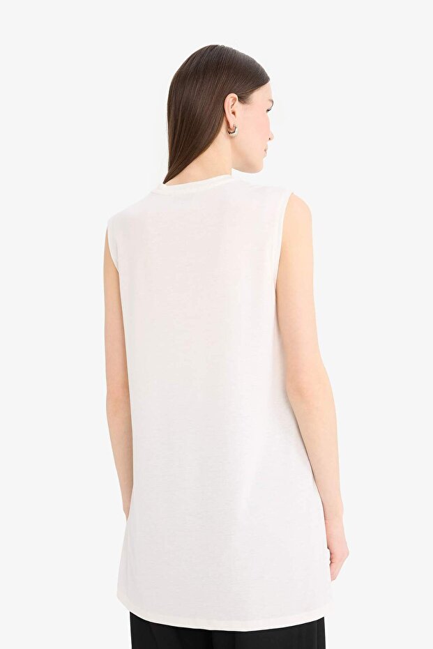 Regular Fit Bisiklet Yaka Basic Düz Kolsuz Tesettür Tişört Tunik A8352AX25SP - 6