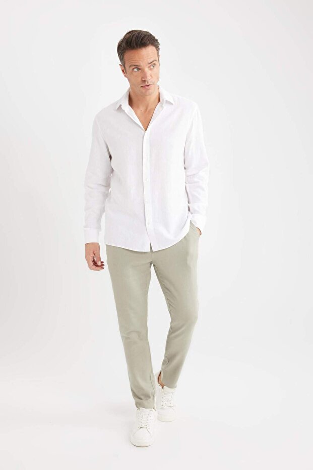 Yazlık Jogger Keten Düz Paça Pantolon D7542AX25SP - 3