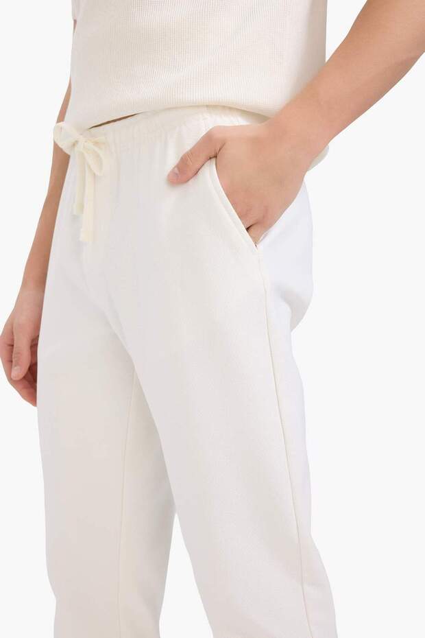 Jogger-Hose, dehnbar, Basic, einfarbig, Schnürung in der Taille, Taschen, gerade Beine, C6022AX25SP - 6