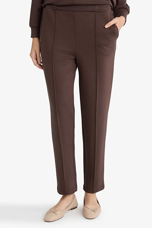 Regular Fit Beli Lastikli Cepli Basic Düz Pantolon E1954AX25SP - 5