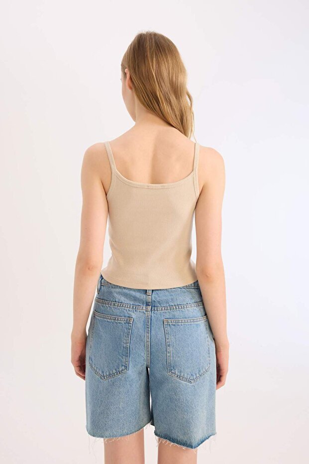 Coool Fitted Vücuda Oturan Fitilli Kaşkorse Basic Düz Atlet B0563AX25SM - 5