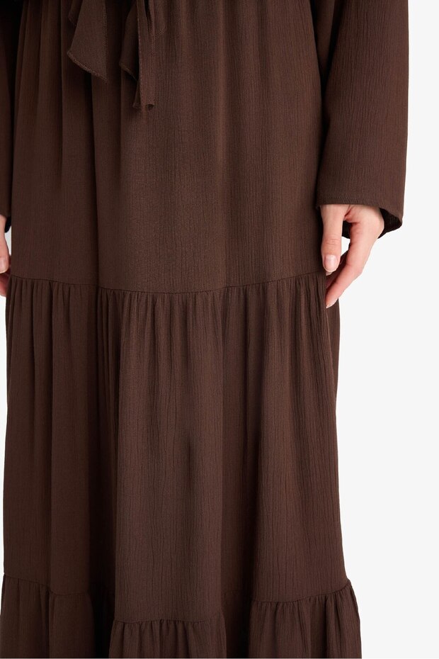 Yüksek Bel Krinkıl Viskon Maxi Etek D5033AX25SM - 7