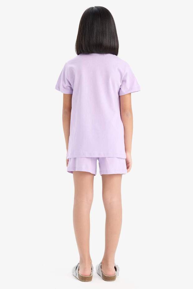 Kız Çocuk Pijama Takımı Baskılı Kısa Kollu Üst Beli Lastikli Şort E6226A825HS - 7