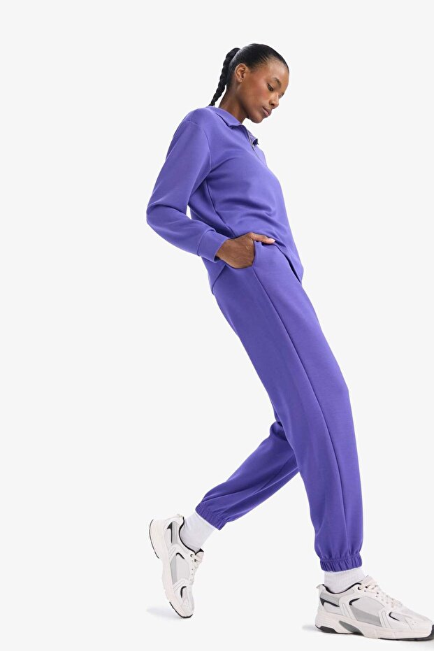 DeFactoFit Sporcu Jogger İnce Eşofman Altı Standart Fit Modal Çift Cepli Basic Düz B1794AX25SP - 4