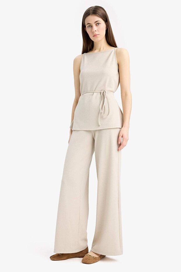 Wide Leg Geniş Paça Basic Düz Pike Pantolon E5784AX25SP - 3