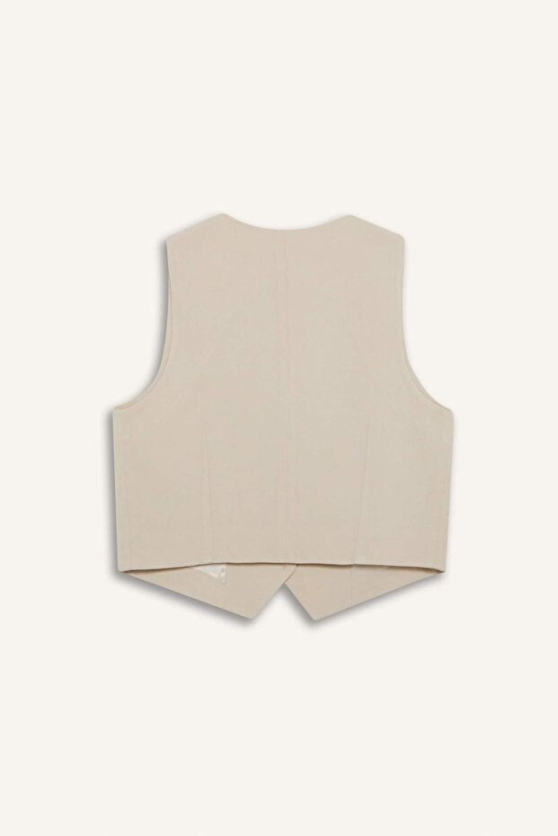 Жилет-піджак з льняного міксу з V-подібним вирізом E6209AX25SP - 7