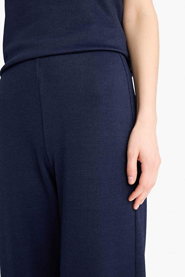 Wide Leg Basic Düz Pike Geniş Paça Pantolon E5784AX25SP - 5