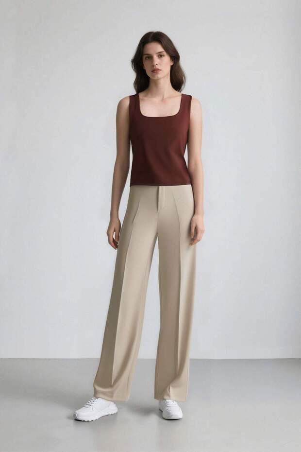 Slim Fit Dar Kesim Basic Düz Kare Yaka Atlet C2622AX25SP - 2