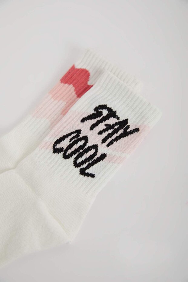 Kız Çocuk Rahat Lastikli 2'li Pamuklu Uzun Çorap E6275A8NS - 4