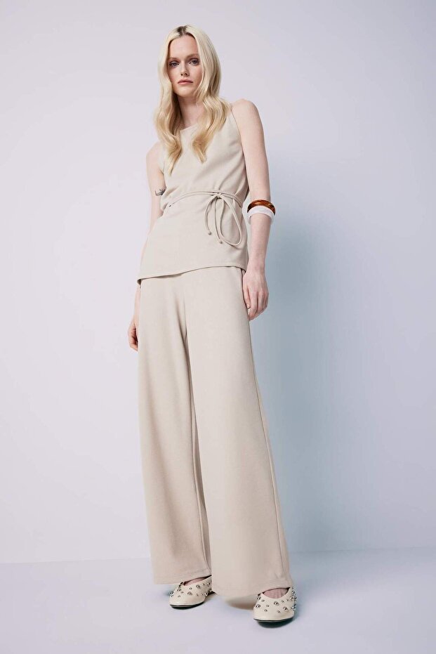Wide Leg Geniş Paça Basic Düz Pike Pantolon E5784AX25SP - 1