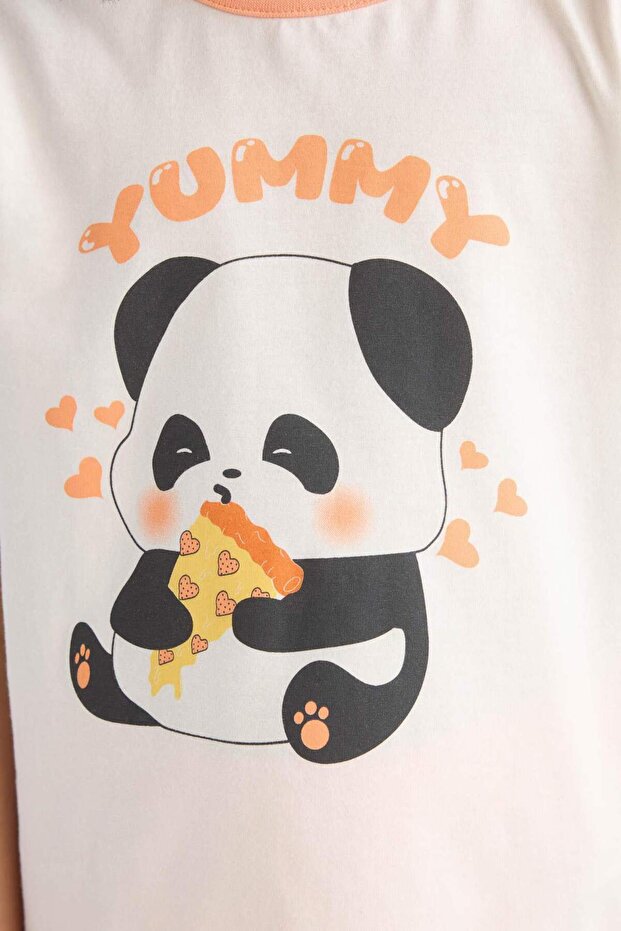 Kız Çocuk Pijama Takımı Kısa Kollu Üst Esnek Belli Şort E6428A825HS - 7