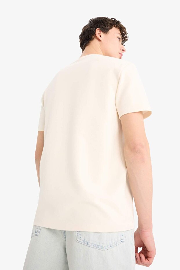 Regular Fit Bisiklet Yaka Dokulu Basic Düz Kısa Kollu Twill Tişört D7912AX25SP - 6
