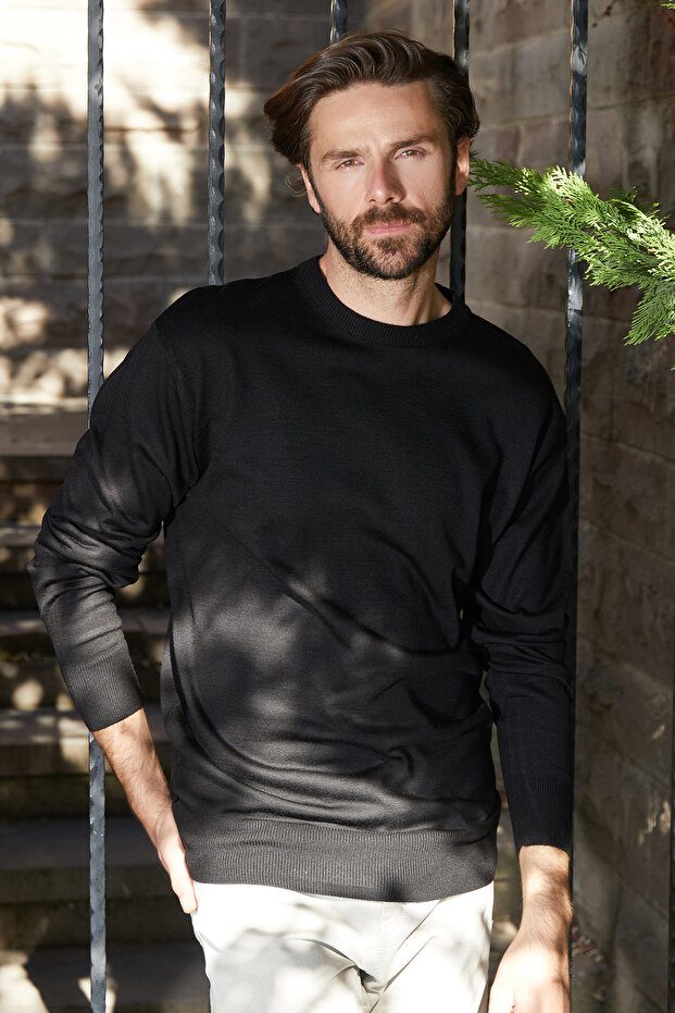 Basic Bisiklet Yaka Triko Kazak - 1