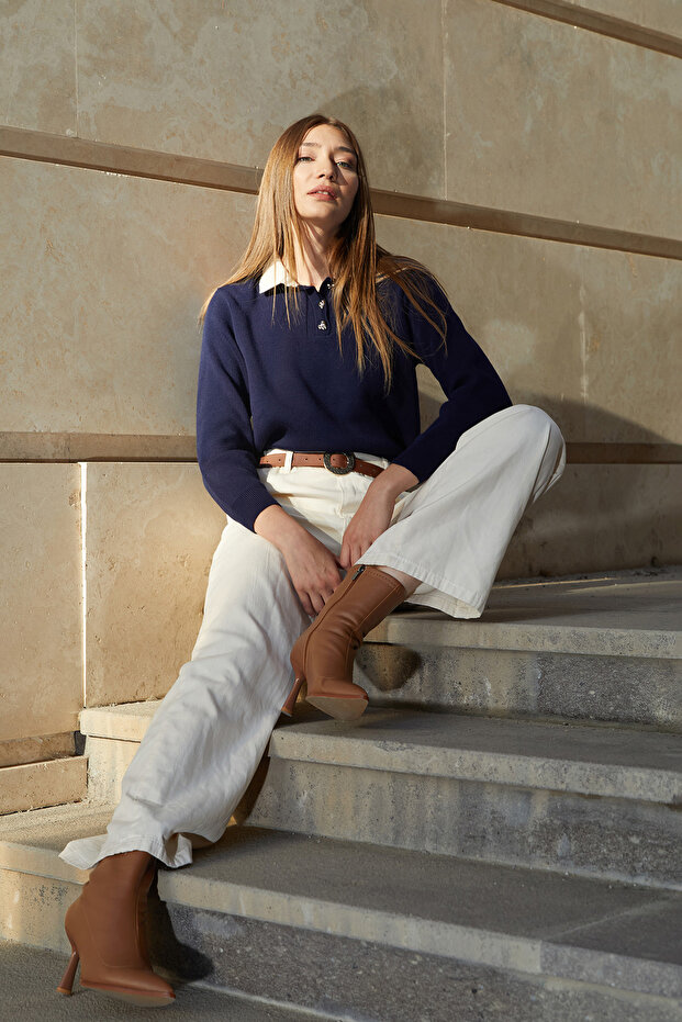 سترة تريكو أساسية بياقة بولو ونصف زر - 2