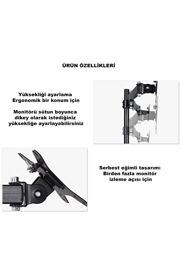 Masaüstü Ayarlanabilir 14-32” Çift Kol Monitör Tutucu - 4