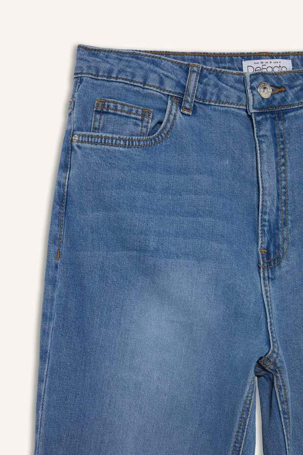 Slim Flare Yüksek Bel Düz Paça Uzun Jean Pantolon D7974AX25SP - 7