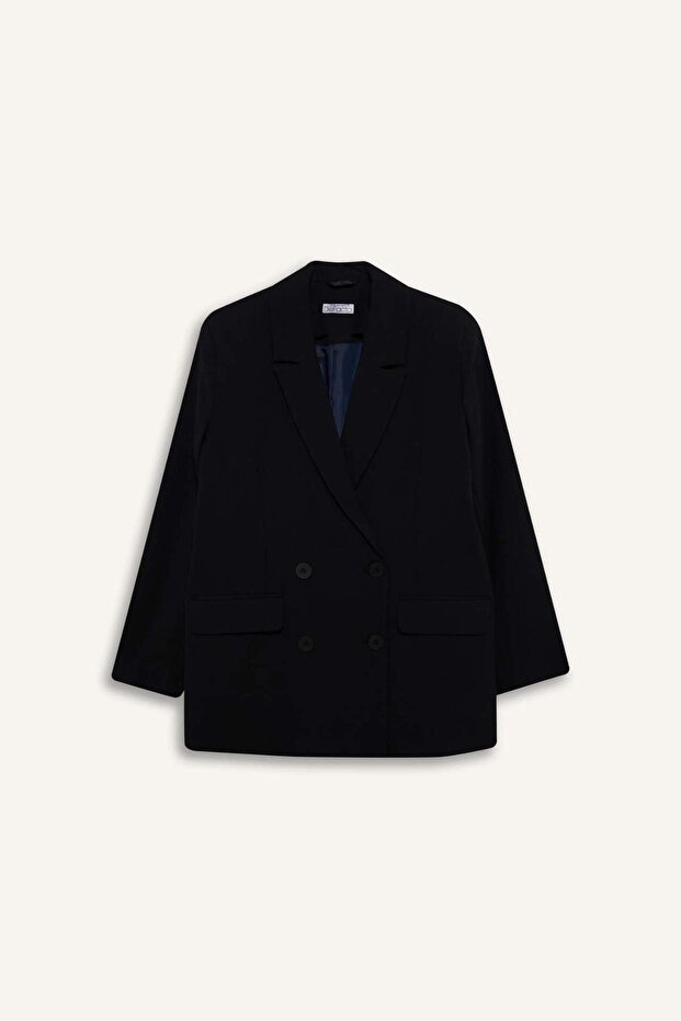Oversize Geniş Kalıp Basic Düz Blazer Ceket C2575AX25SP - 7