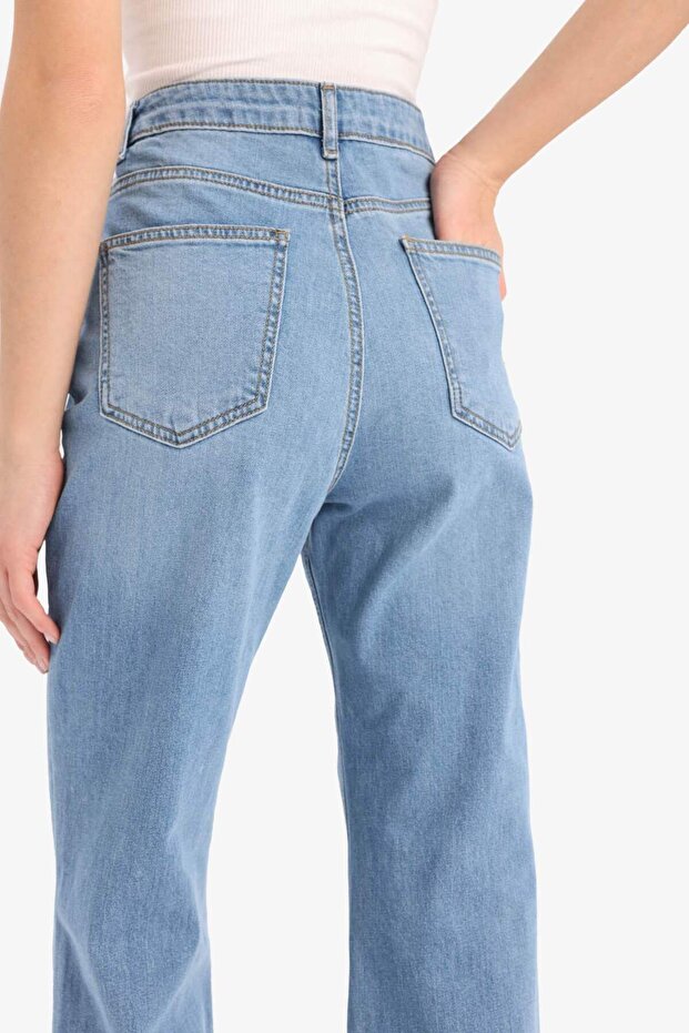 Slim Flare Yüksek Bel Düz Paça Uzun Jean Pantolon D7974AX25SP - 4