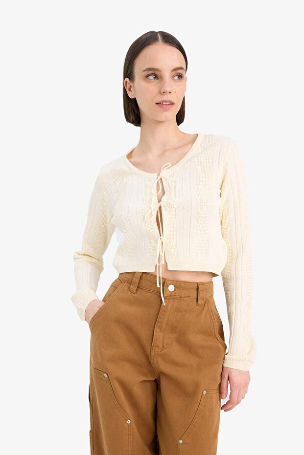 Coool Slim Fit Dar Kesim Basğcıklı Bisiklet Yaka Triko  Kazak E7648AX25SP - 3