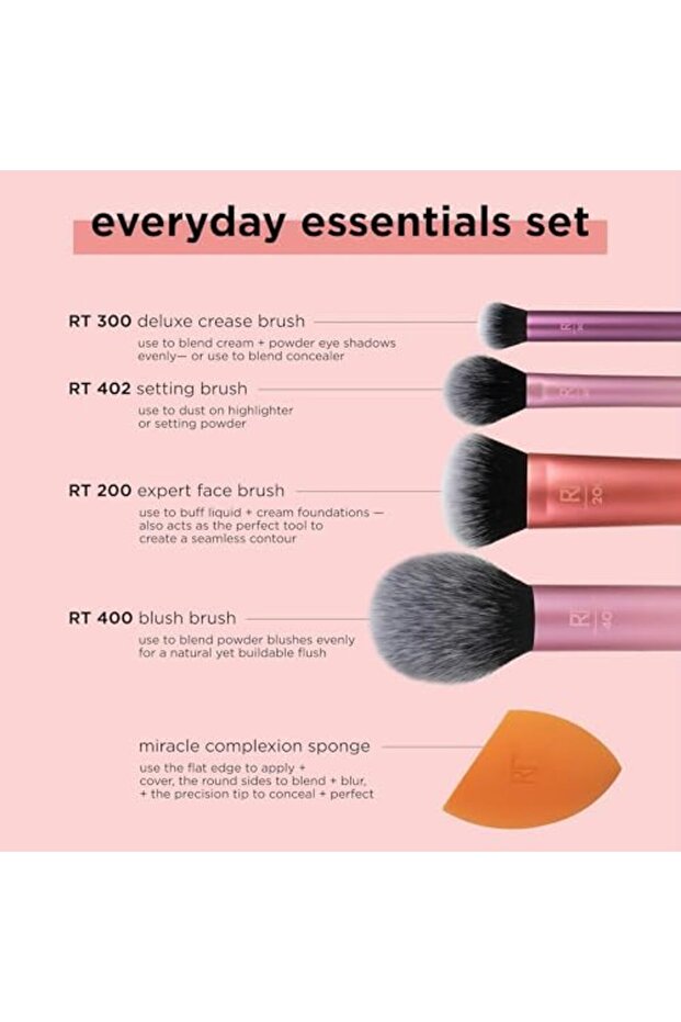 Makeup Brush Set With 2 Sponge Blenders For Eyeshadow, Foundation, Blush, And Concealer, 6 Piece - 6