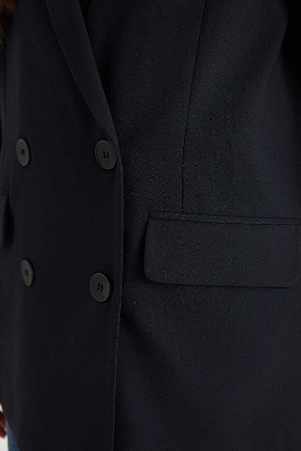 Oversize Geniş Kalıp Basic Düz Blazer Ceket C2575AX25SP - 5