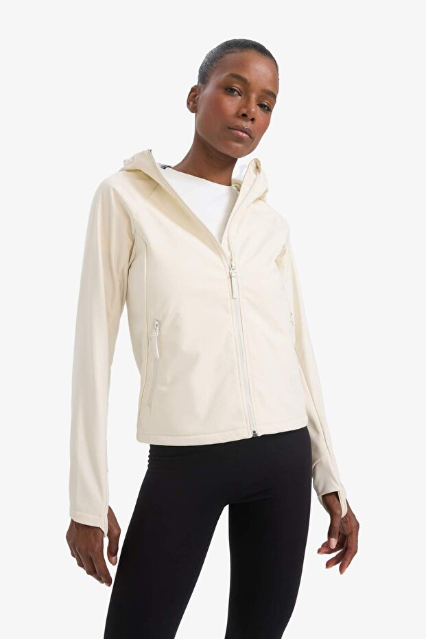 DeFactoFit Su İtici Regular Fit Kapüşonlu Fermuarlı Softshell Mont D6088AX25SP - 3