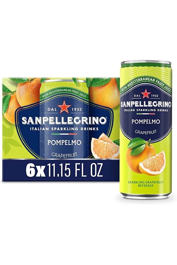 Italian Sparkling Drink Pompelmo, Sparkling Grapefruit Beverage, 6 Pack of 11.5 Fl Oz
