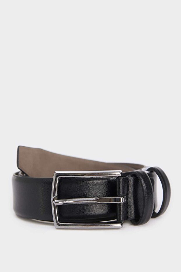 Чоловічий ремінь для джинсів зі штучної шкіри з прямокутною пряжкою F0438AXNS - 1