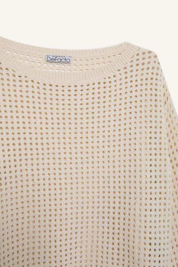 Regular Fit Bisiklet Yaka Kroşe Triko Kazak T4513AZ25SP - 8