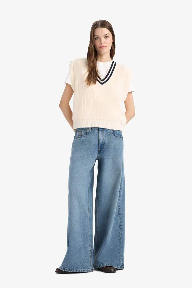 Regular Fit V Yaka Triko Süveter S0375AZ25SP - 4