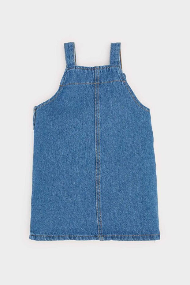 Kız Bebek Çiçekli Askılı Jean Elbise E0468A525SP - 4