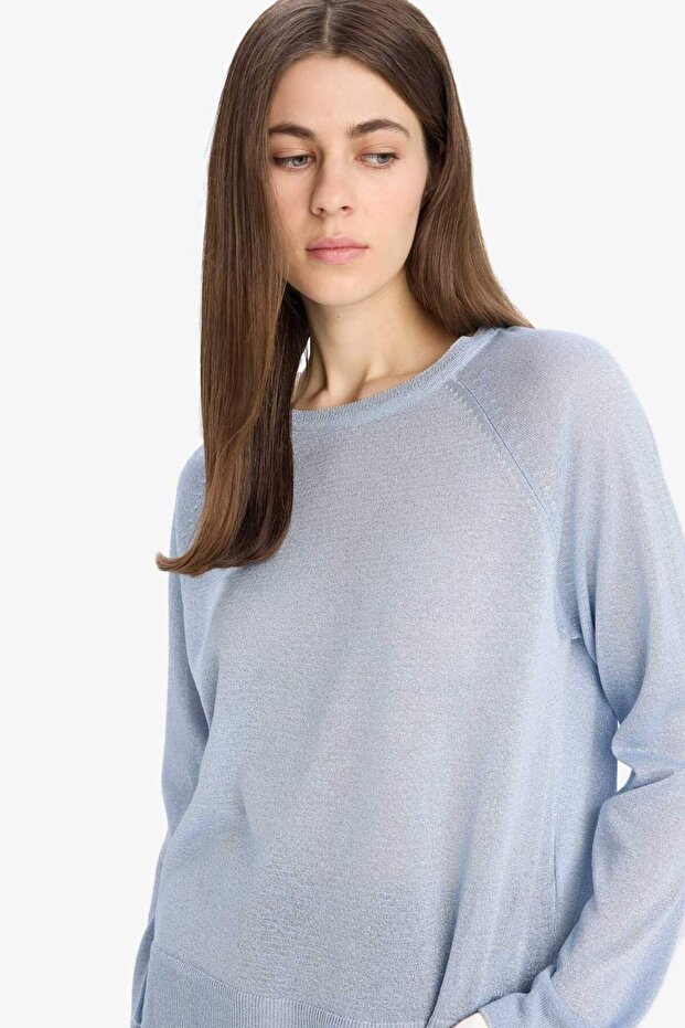 Regular Fit Bisiklet Yaka Basic Düz Triko Kazak C6818AX25SP - 3