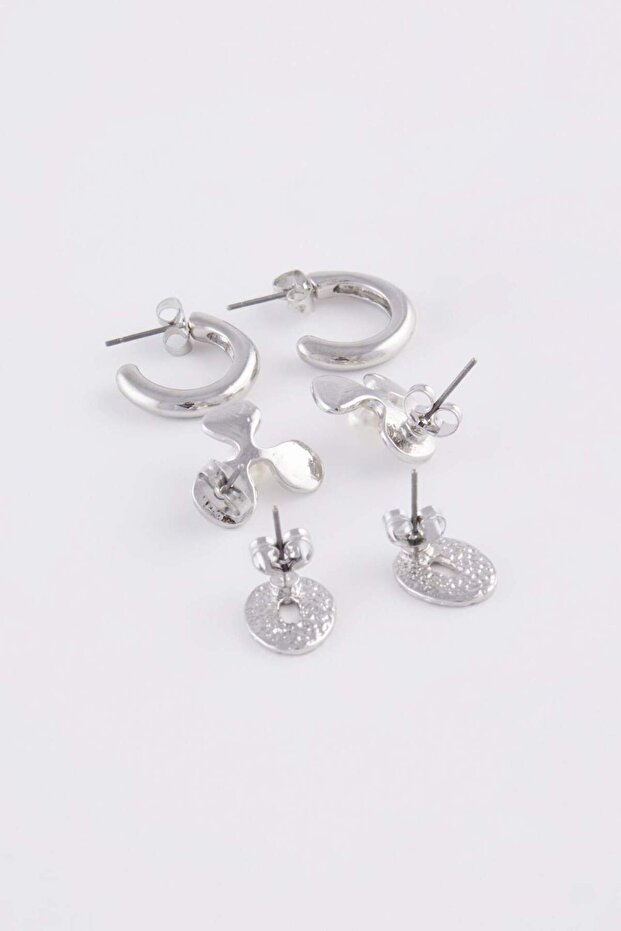 Kadın 3'lü Silver Küpe E3067AXNS - 6