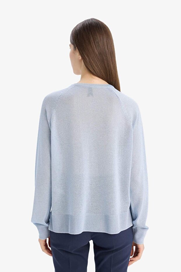 Regular Fit Bisiklet Yaka Basic Düz Triko Kazak C6818AX25SP - 6