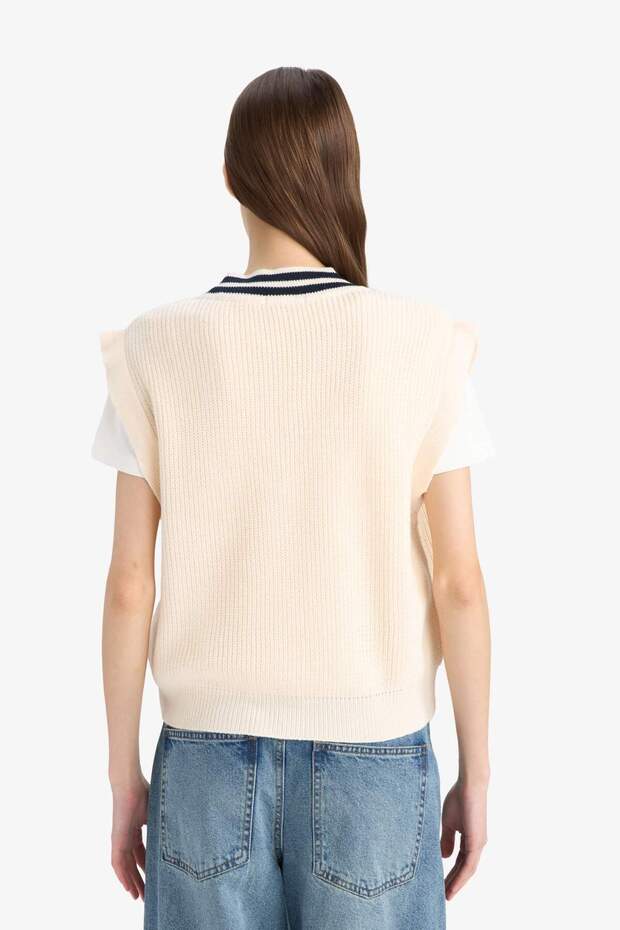 Regular Fit V Yaka Triko Süveter S0375AZ25SP - 8