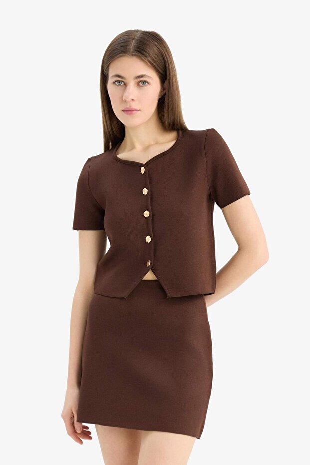 Basic Düz Yumuşak Dokulu Mini Etek E8417AX25SP - 6