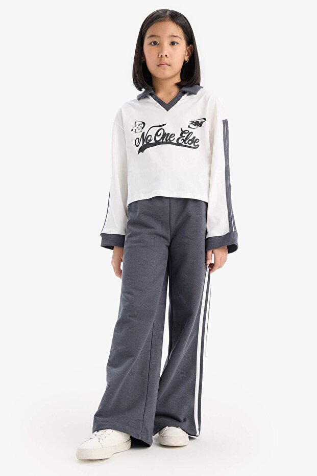 Girl's 2-Piece Set Printed Sweatshirt Elastic Waist Wide Leg Sweatpants D9471A825Sp
